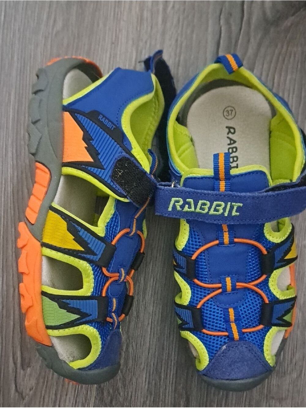 RABBIT Fisherman hiking Sandals Closed toe Mesh Blue Green Size 37 US 4 Big Boys
